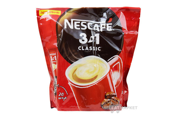 кофе Nescafe 3 в 1 Classic (классик) 20пак*20г 