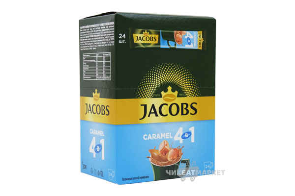 кофе JACOBS Monarch 4 в 1 карамель 12.6г*24пак