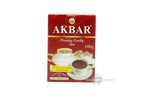 чай AKBAR черный листовой (красно-белая серия) 100г