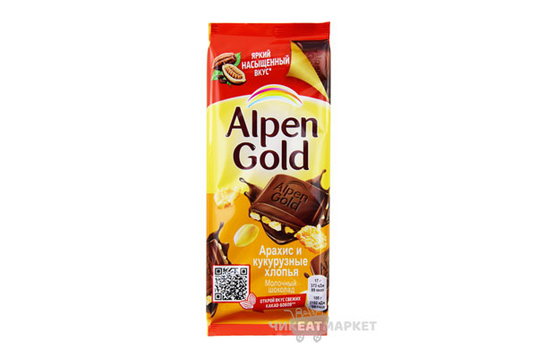 шоколад  Alpen Gold арахис и хлопья 85г