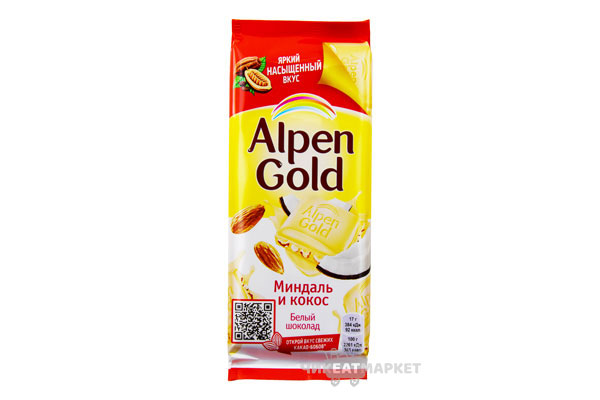 шоколад Alpen Gold миндаль и кокос 85г