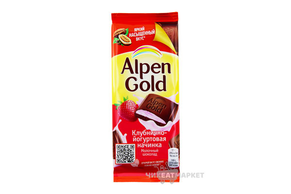 шоколад  Alpen Gold клубника с йогуртом 85г