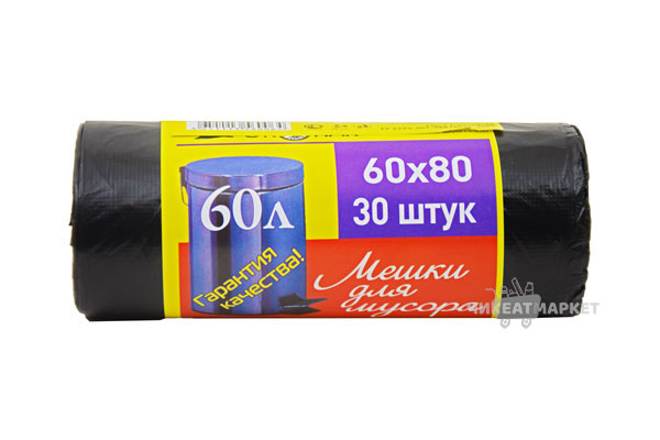 мусорный пакет Черный Эко 60л*30шт