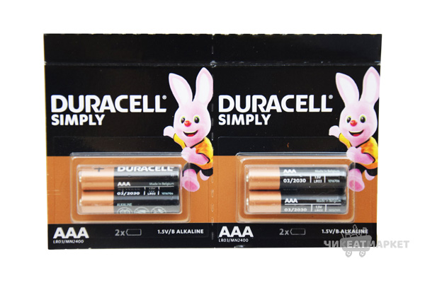 батарейки Duracell R3 (мизинчик.) ААА (2шт+2шт)