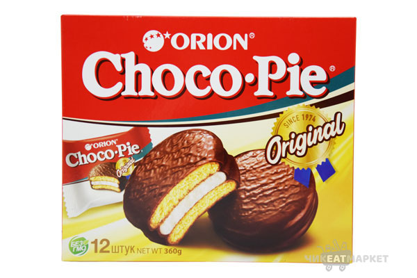 печенье бисквитное в шоколадной глазури Choco-Pie Orion 28г (12шт)