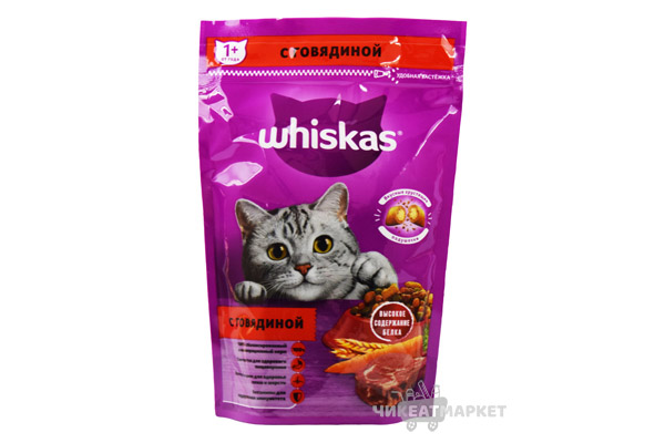 Whiskas корм для кошек с говядиной 350г